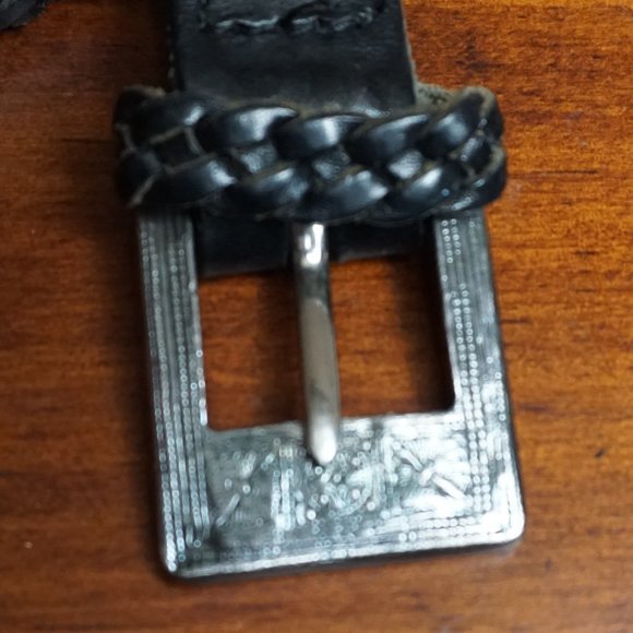 J&M Davidson Black Braided Leather Belt England  Rodeo Drive